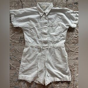 H&M Womens‎ Utility Chino Romper Coverall Pockets White Size XS